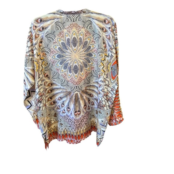 Johnny Was Vibrant Orange and Cream Tunic - Picture 5 of 9